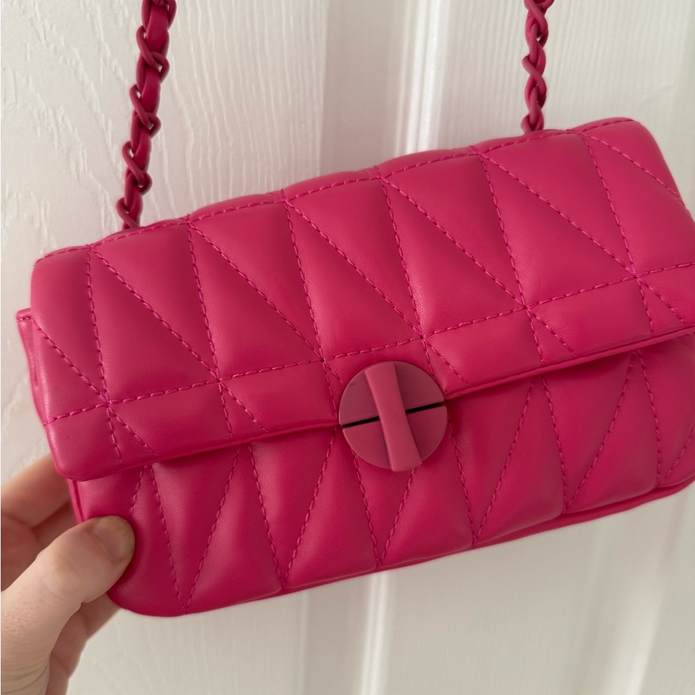 Pink Quilted Crossbody Bag